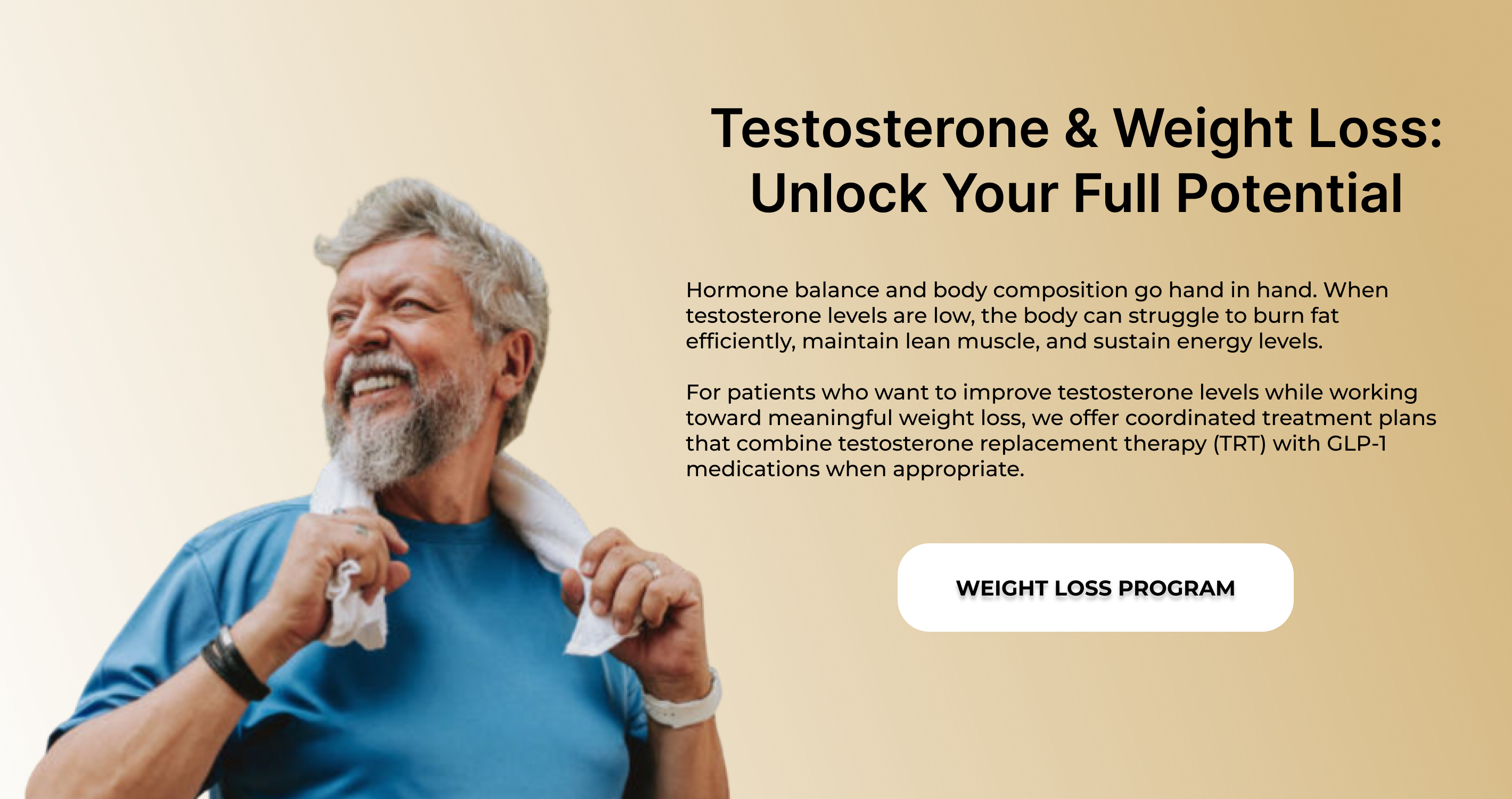 Man achieving weight loss results through testosterone optimization
